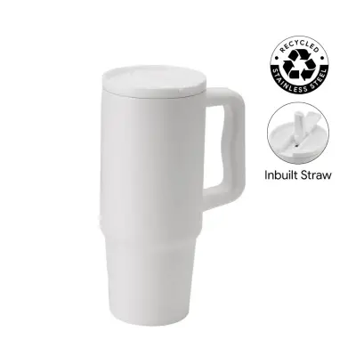 BERN 2.0 - Hans Larsen Recycled Stainless Steel Tumbler with Straw Lid - White