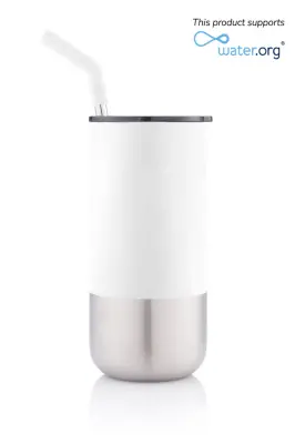BORCULO - CHANGE Collection Insulated Tumbler with Reusable Straw - White