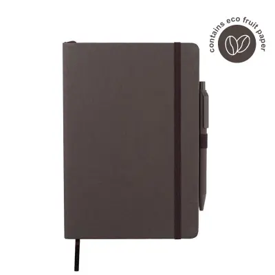 ABULA - eco-neutral(R) A5 Hard Cover Notebook & Pen Set - Coffee Paper